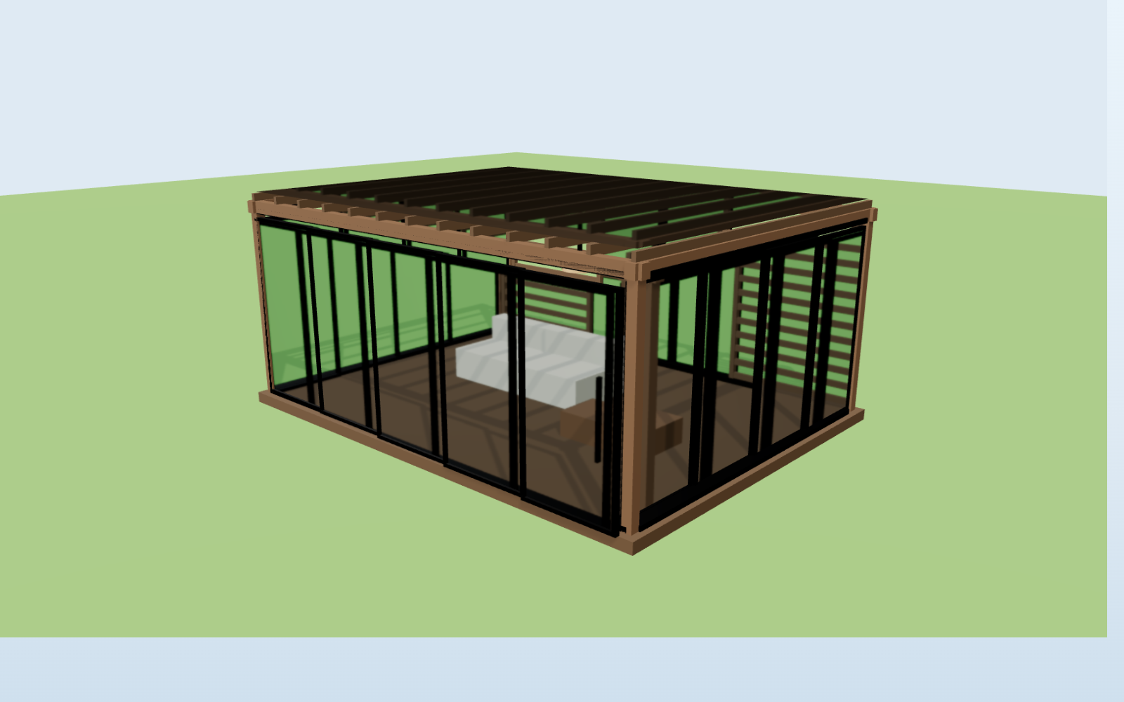 3D view of the glass pergola